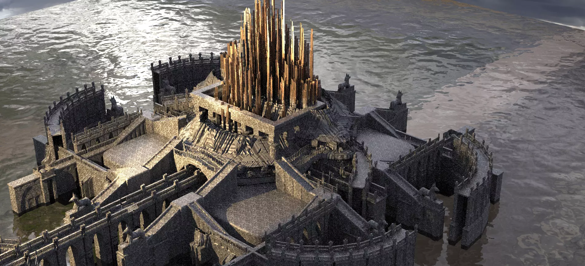 Ancient Apollo Temple City Kit bash 3D model_0