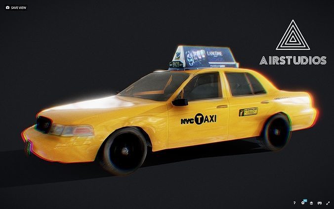 New York Taxi Yellow Cab Low-poly 3D model
