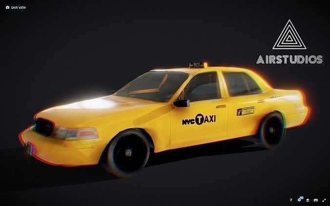 New York Taxi Yellow Cab Low-poly 3D model
