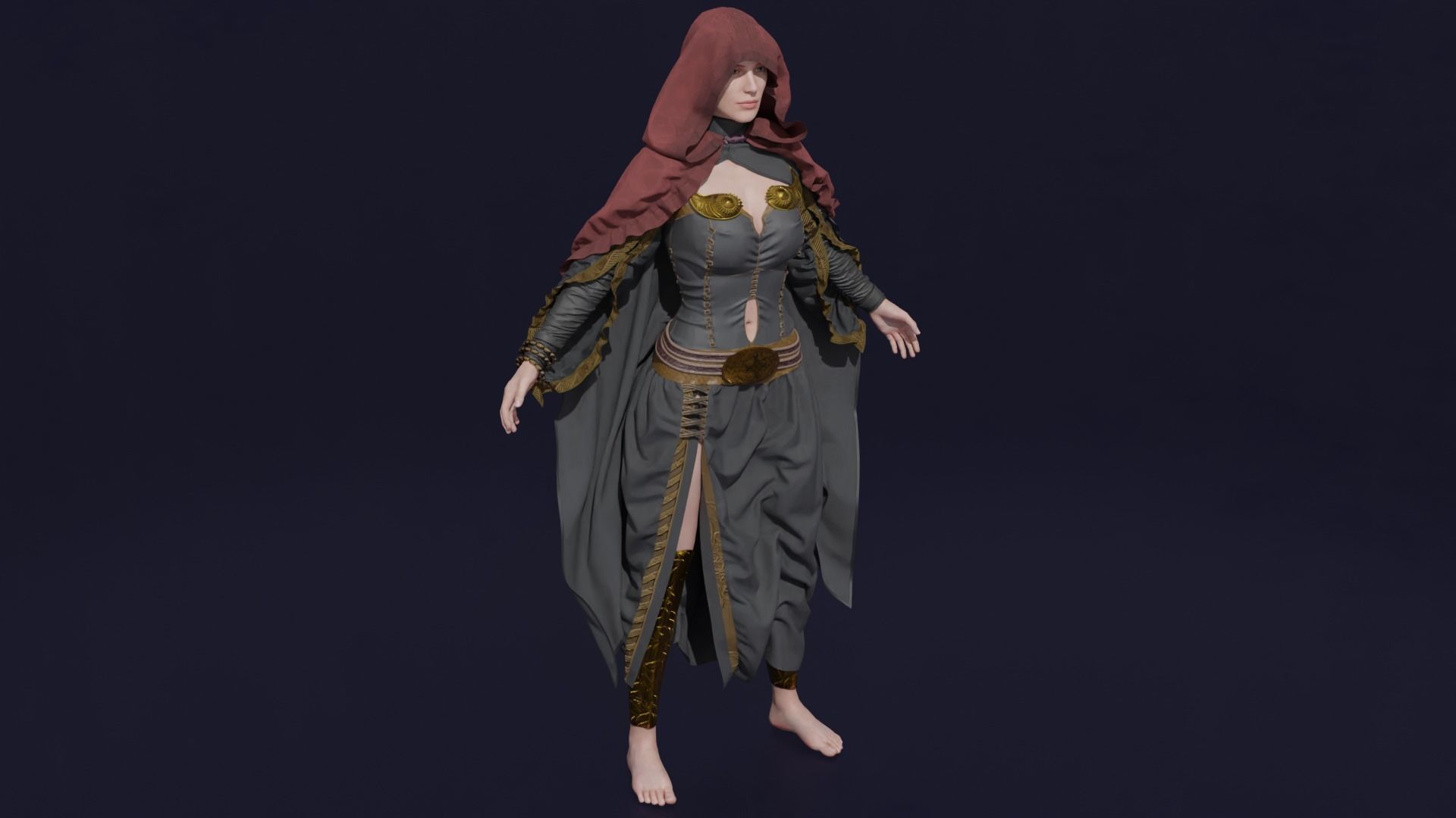 Cloak of the wizard 3D model_2