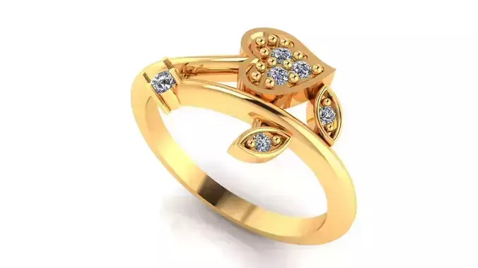 Women Ring 42 heart leaf shape diamond ring band for women