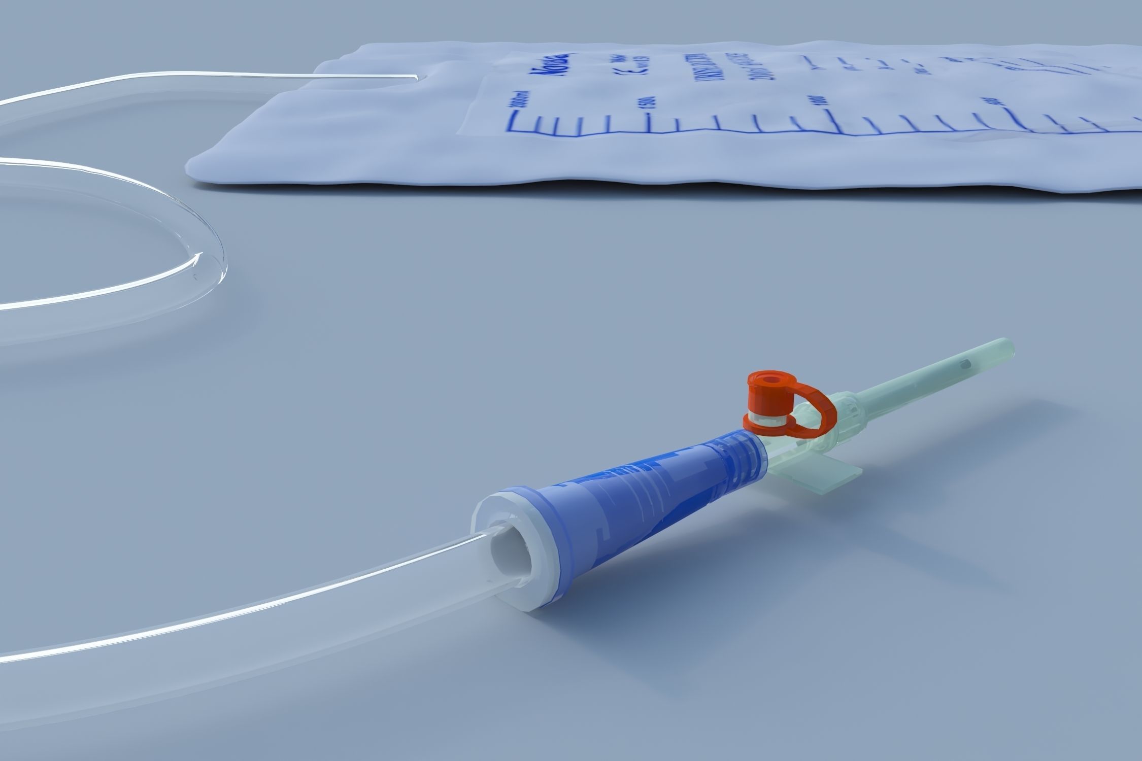  Parts of medical injection instruments Low-poly 3D model_2