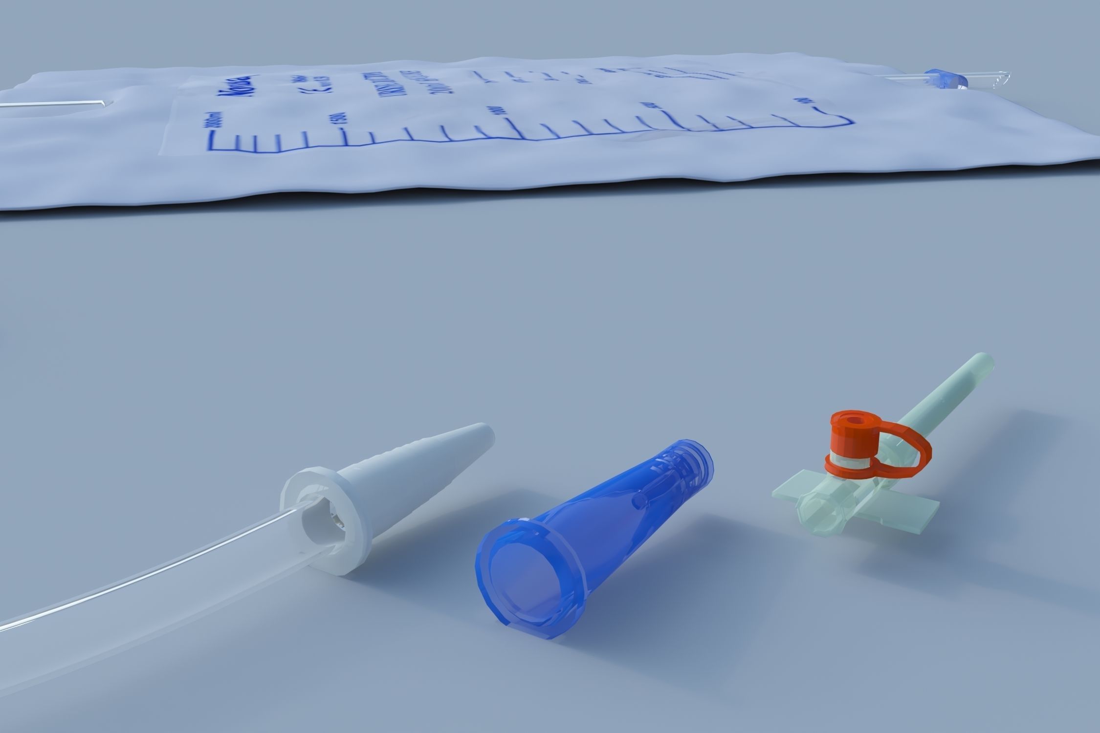  Parts of medical injection instruments Low-poly 3D model_3