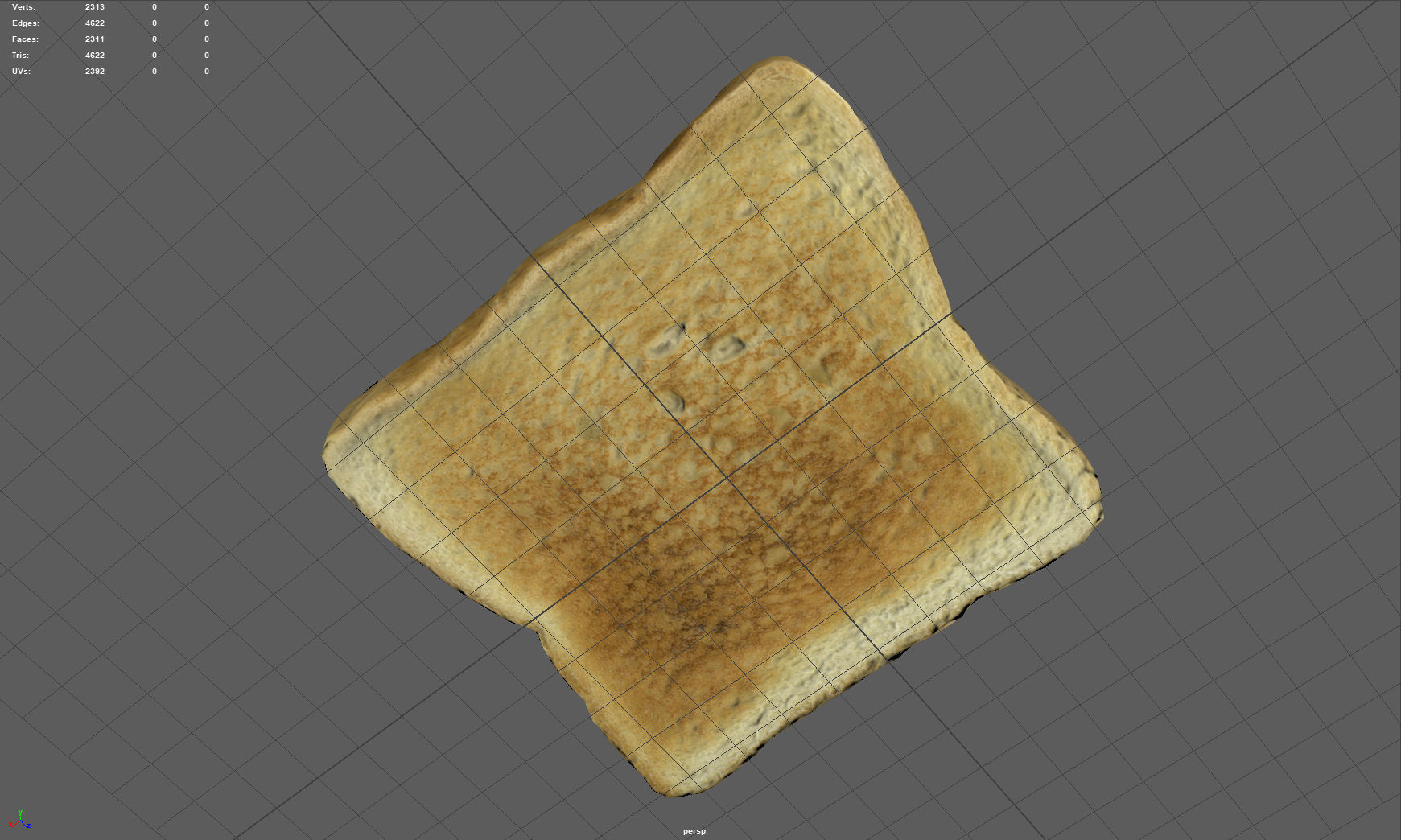 Toast piece of Low-poly 3D model_12
