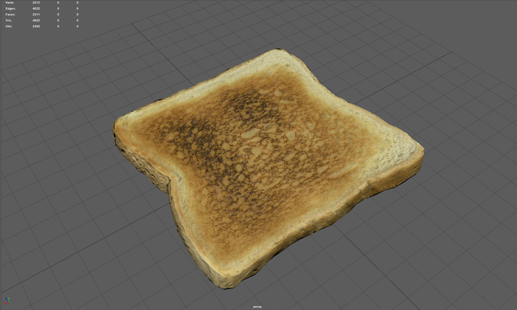Toast piece of Low-poly 3D model_4