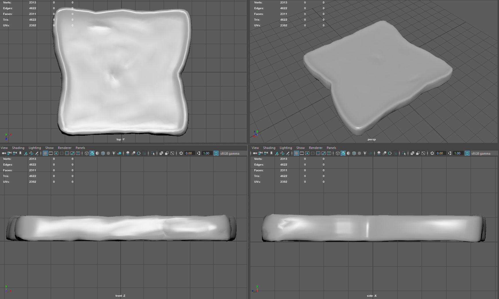 Toast piece of Low-poly 3D model_9