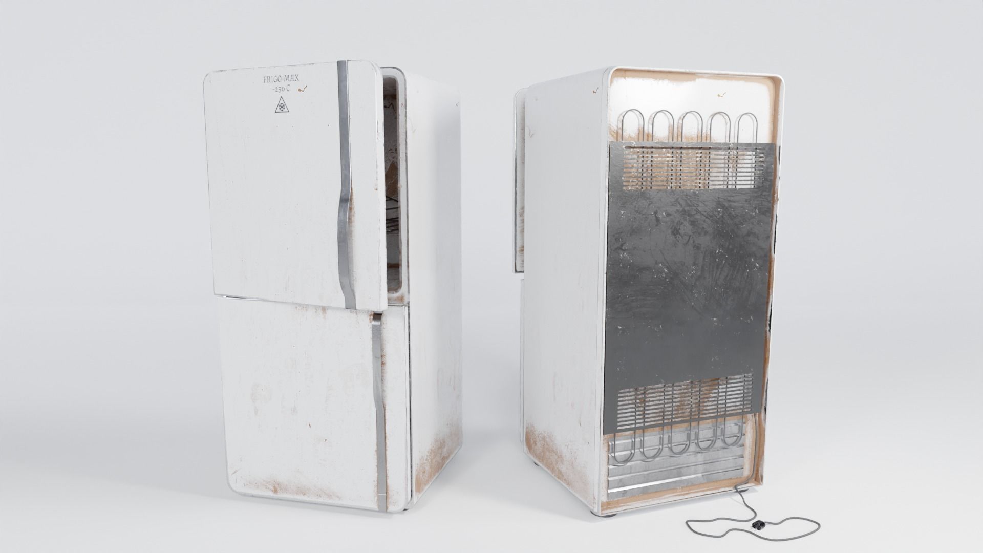 Old refrigirator Low-poly 3D model_2