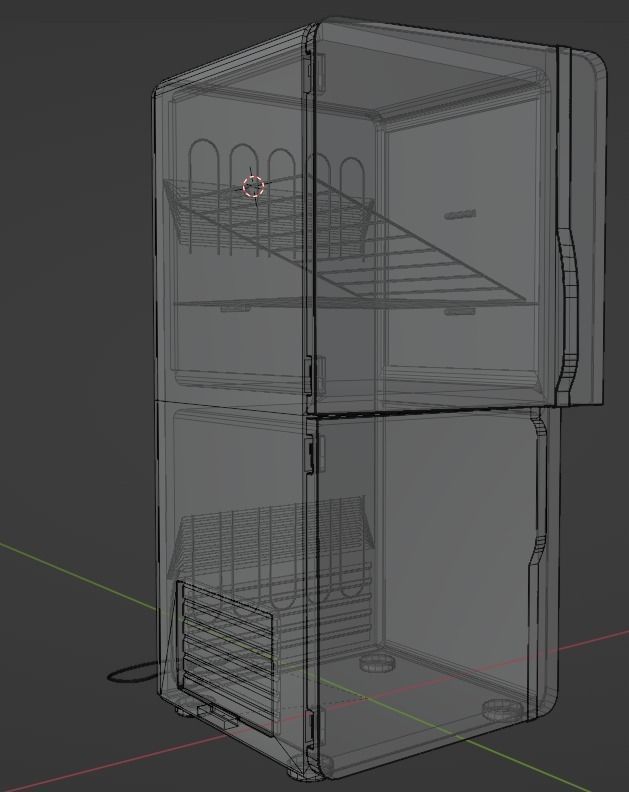 Old refrigirator Low-poly 3D model_8