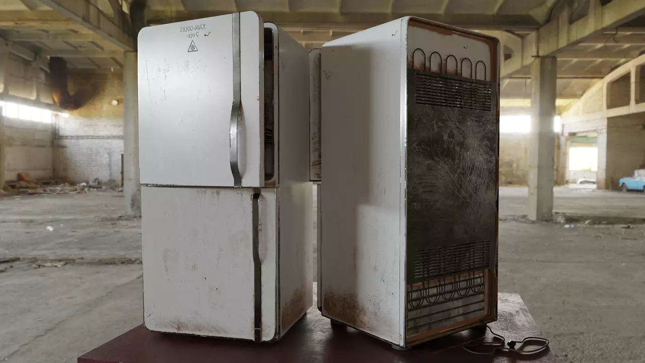 Old refrigirator Low-poly 3D model_0