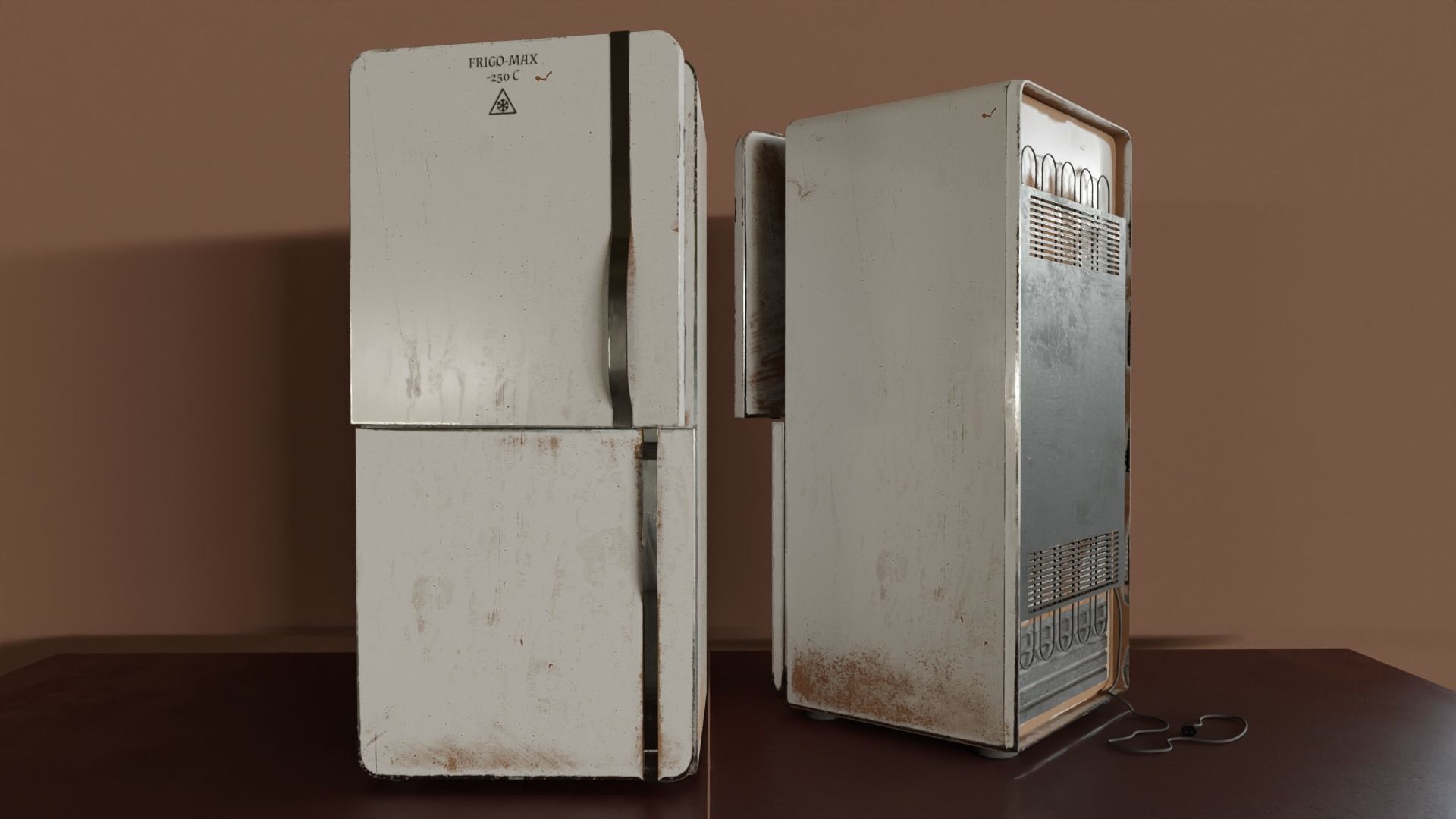 Old refrigirator Low-poly 3D model_1
