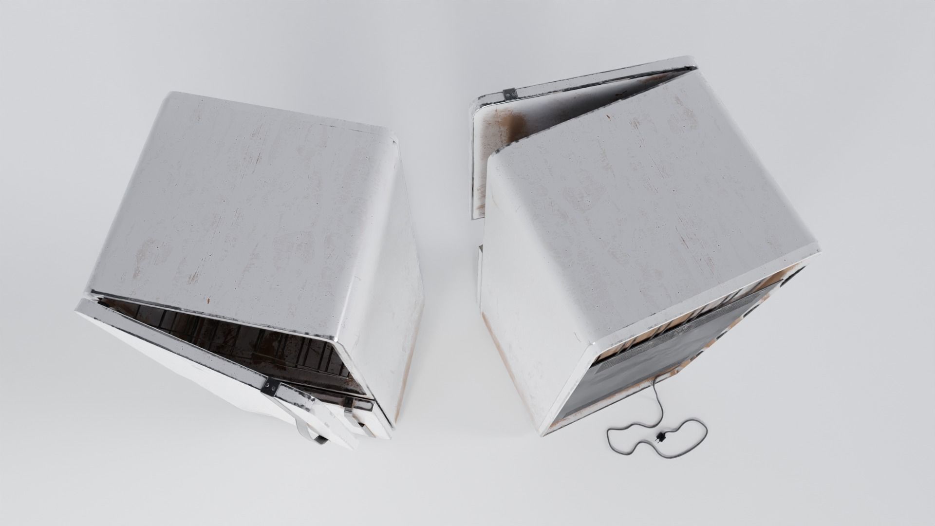 Old refrigirator Low-poly 3D model_4