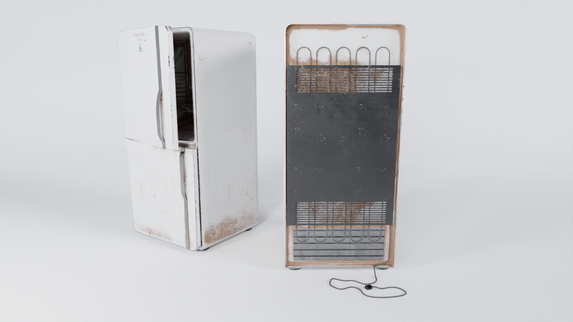 Old refrigirator Low-poly 3D model_3