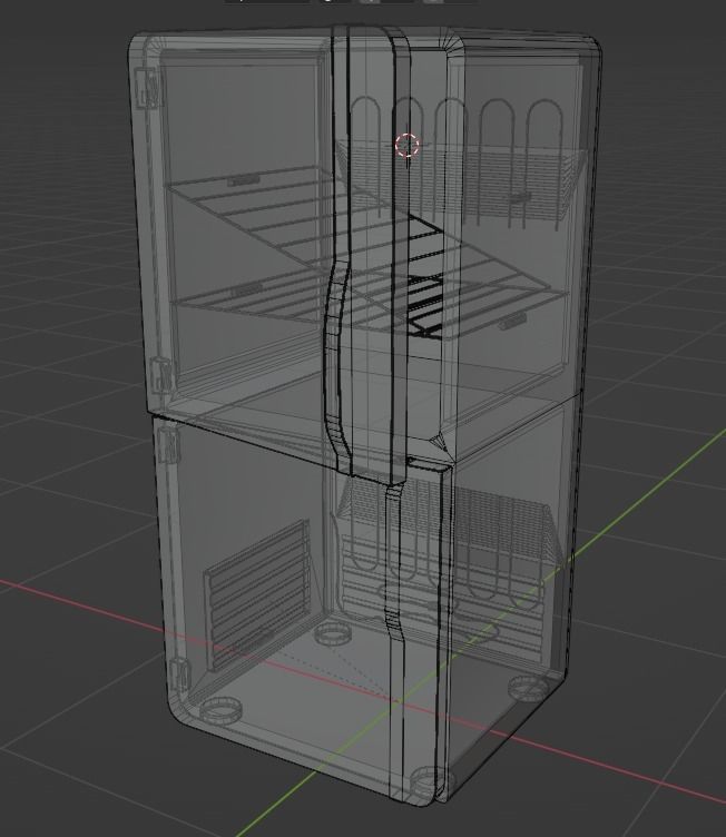 Old refrigirator Low-poly 3D model_7