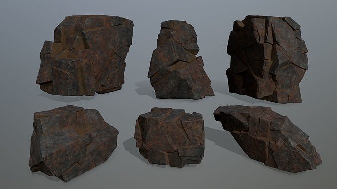 volcanic rocks Low-poly 3D model