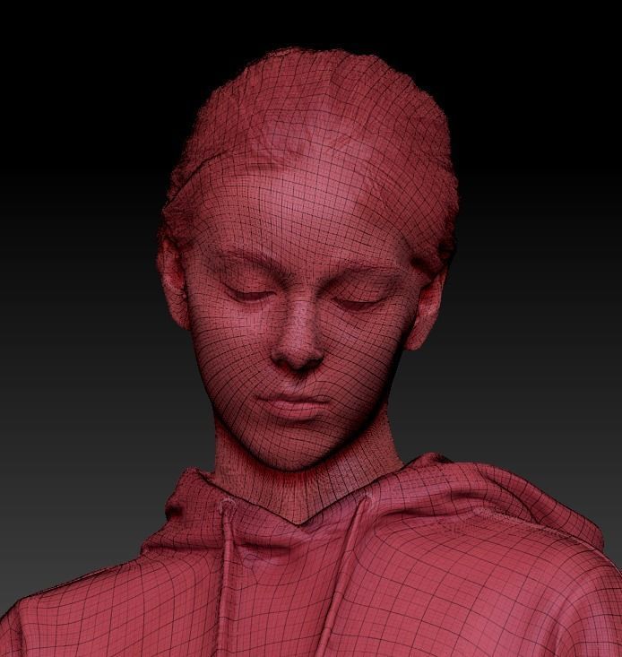 Beautiful girl in casual clothes using smartphone 318 Low-poly 3D model_5