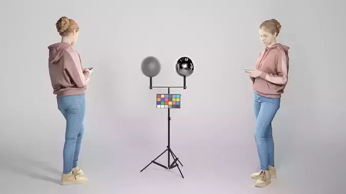 Beautiful girl in casual clothes using smartphone 318 Low-poly 3D model