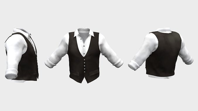 Vest with Rolled Up Sleeves Shirt Low-poly 3D model