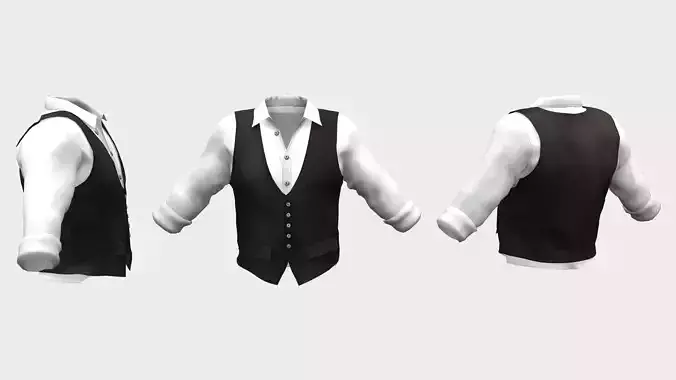 Vest with Rolled Up Sleeves Shirt