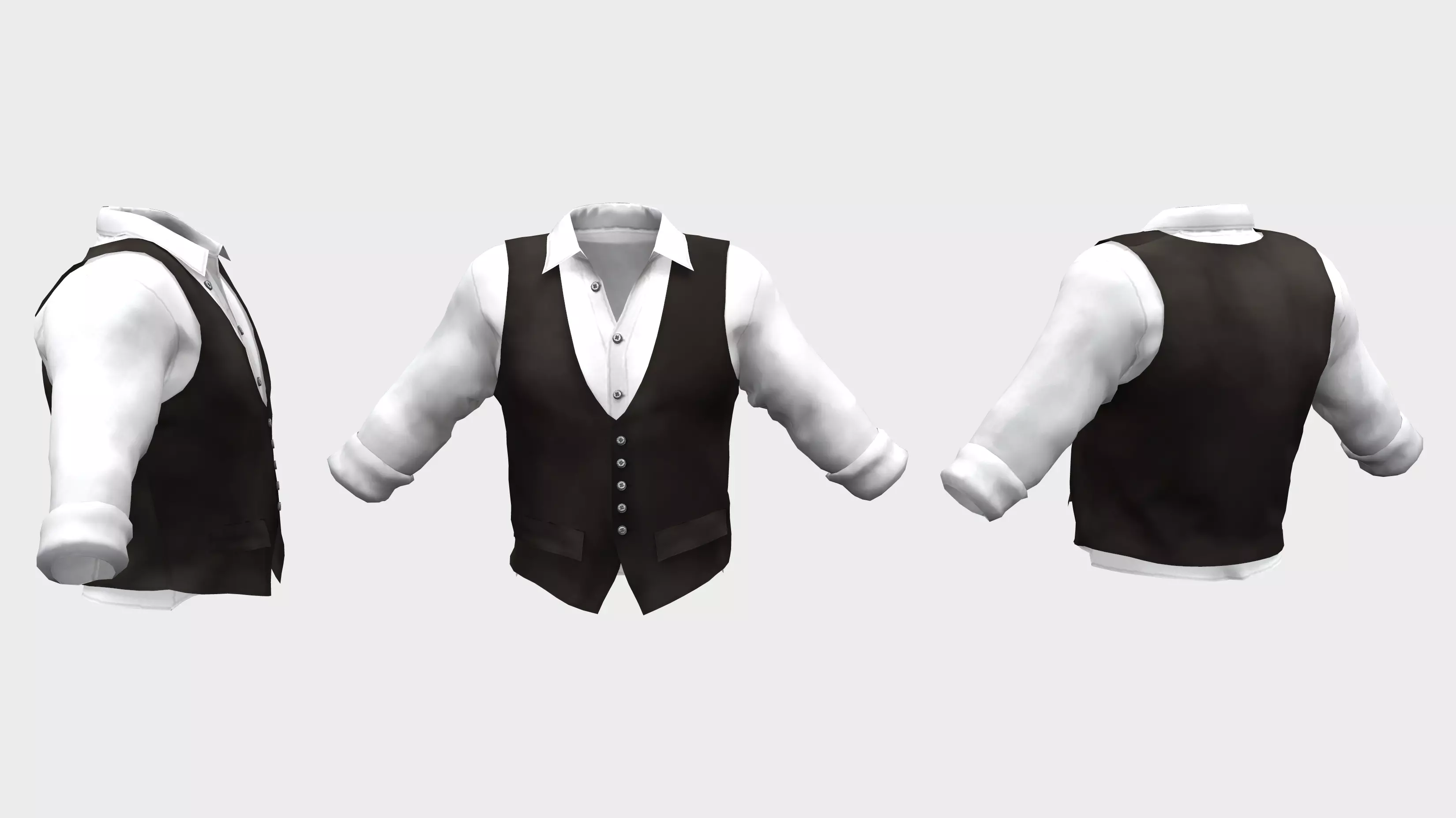 Vest with Rolled Up Sleeves Shirt Low-poly 3D model