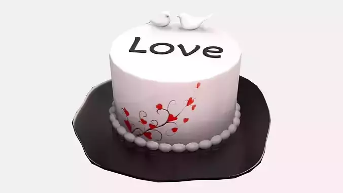 Valentines Day Cake With Birds