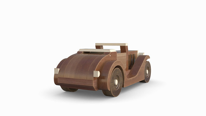 Wood Toy Car 3D model 3