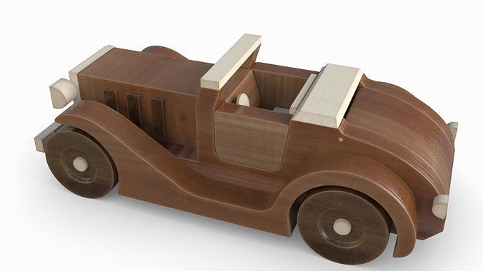 Wood Toy Car 3D model 6