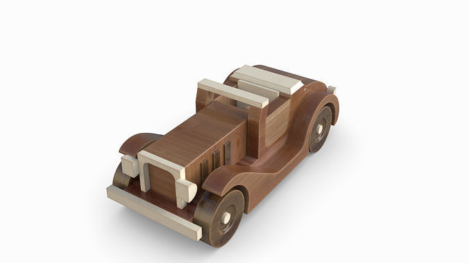 Wood Toy Car 3D model 5