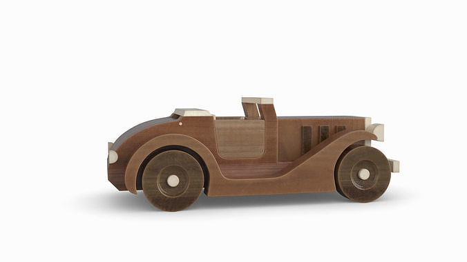 Wood Toy Car 3D model 2