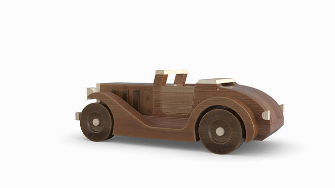 Wood Toy Car 3D model 4