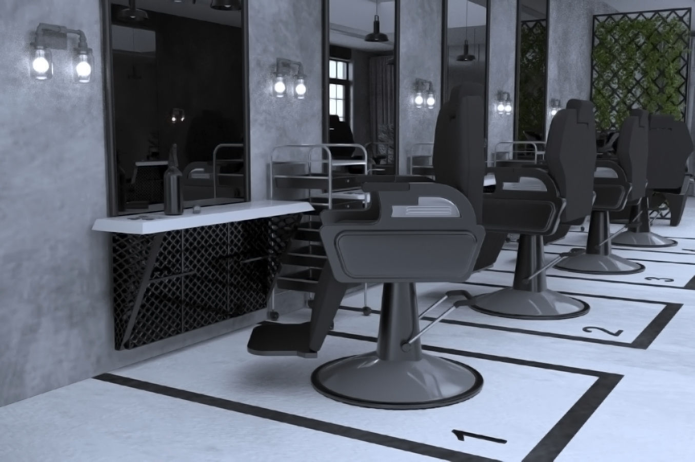 BarberShop Full Scene 3D model_2