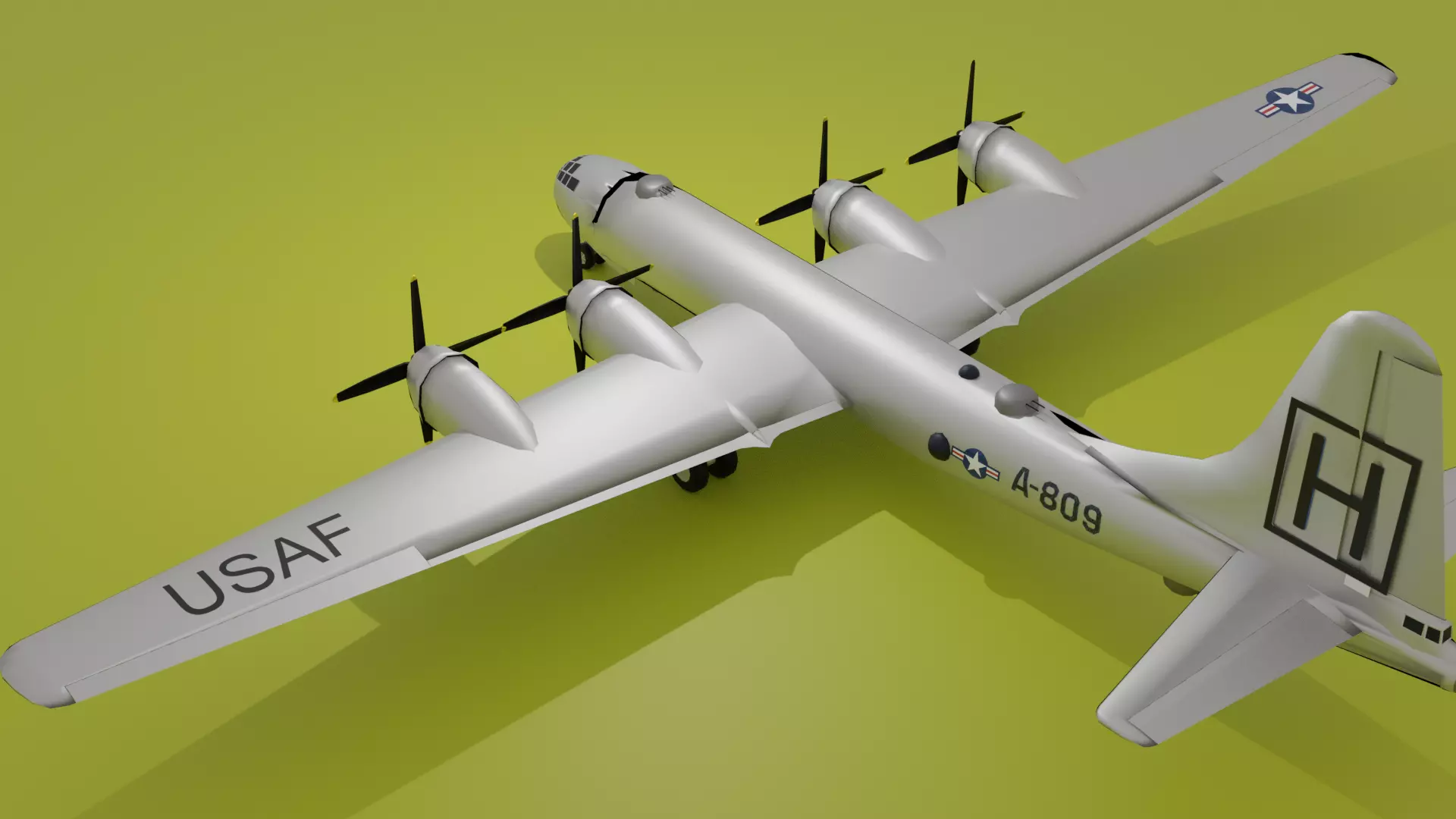 B 29 Superfortress Silver livery Low Poly Low-poly 3D model