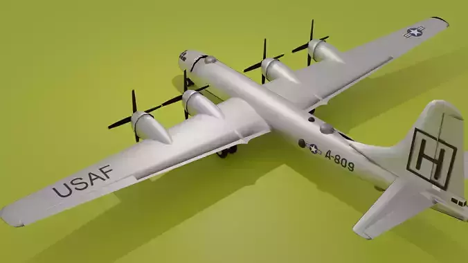 B 29 Superfortress Silver livery Low Poly Low-poly 3D model