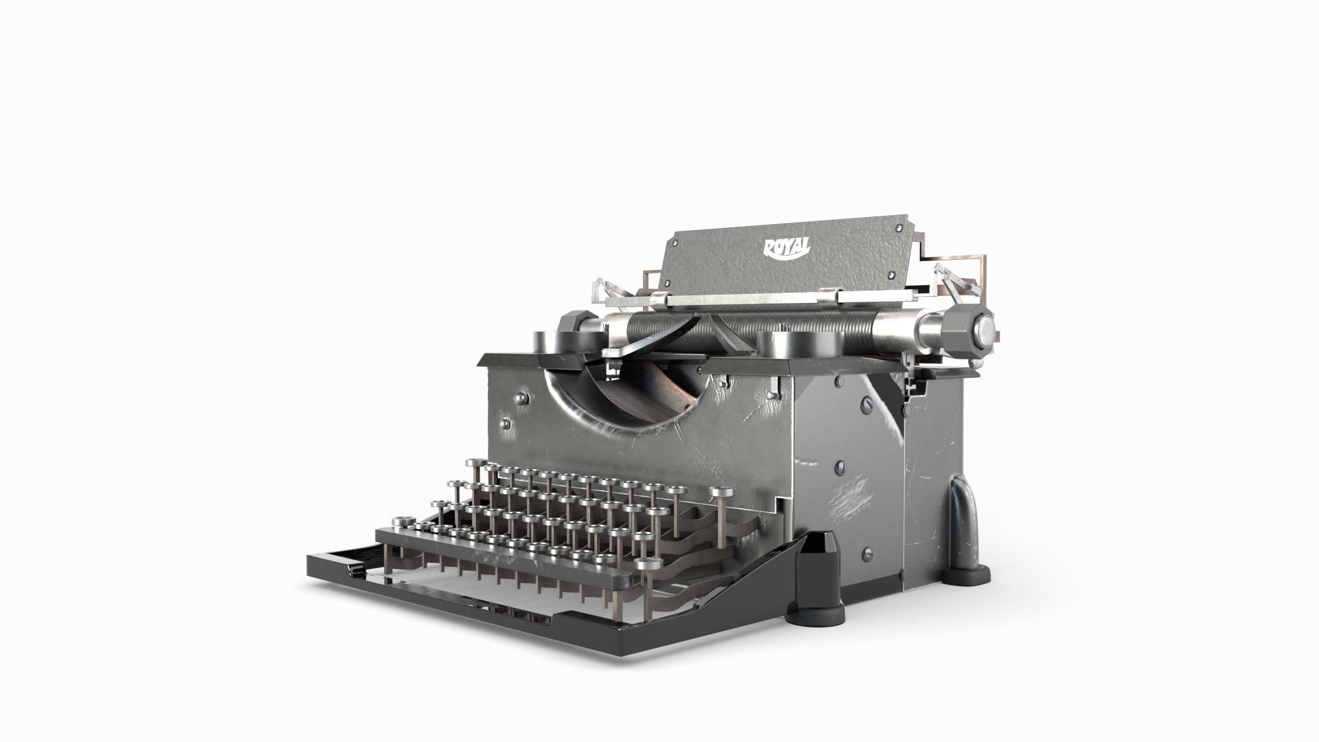 Typewriter paper cutting machine 3D model_6