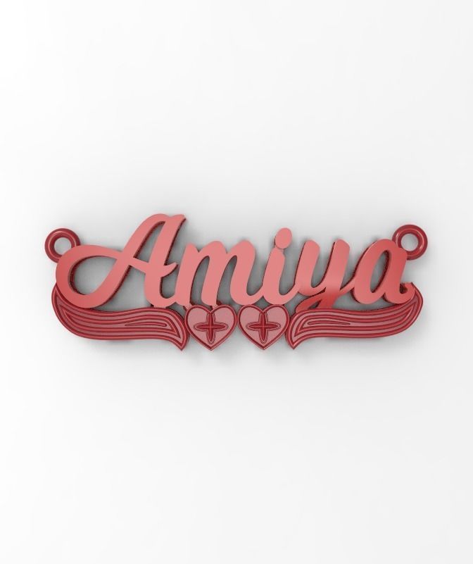 Amiya name pendant 3D print model_4