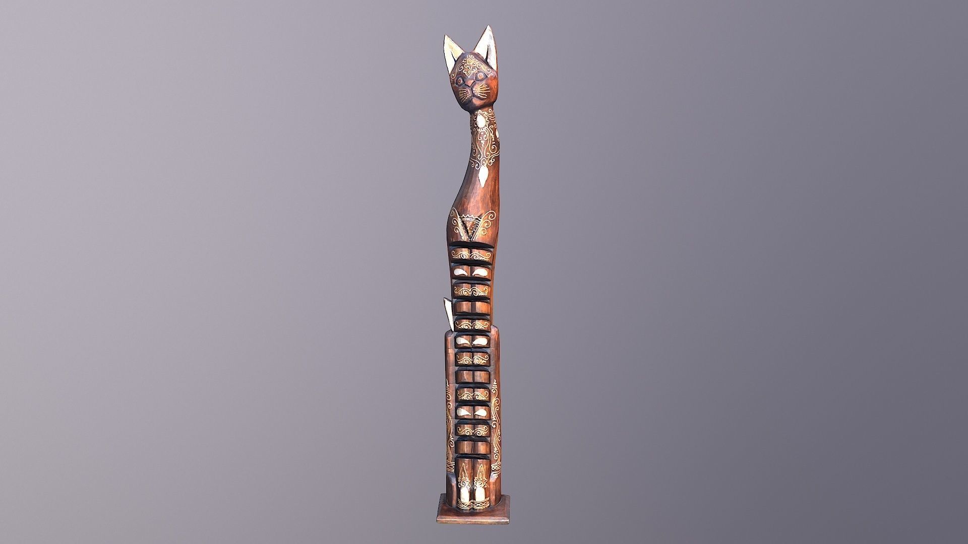 Wooden cat CD tower holder high-poly 3D model_26