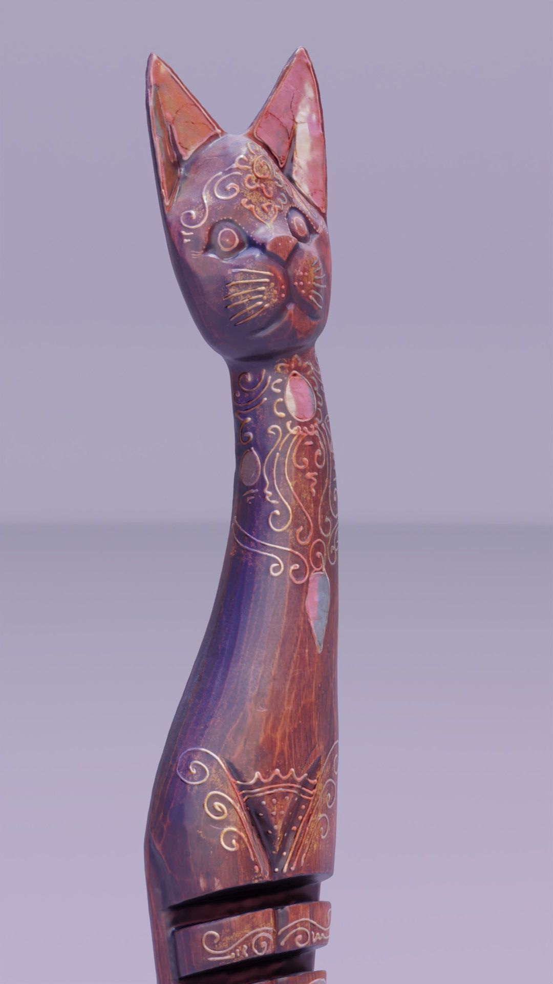 Wooden cat CD tower holder high-poly 3D model_13