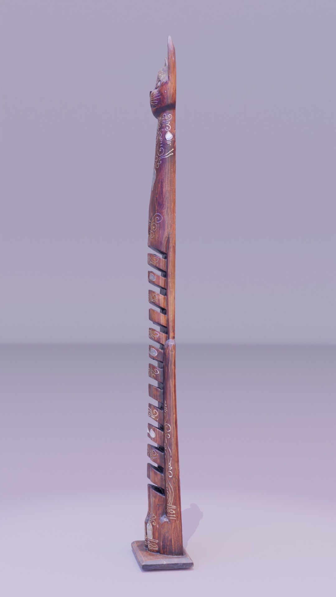 Wooden cat CD tower holder high-poly 3D model_24