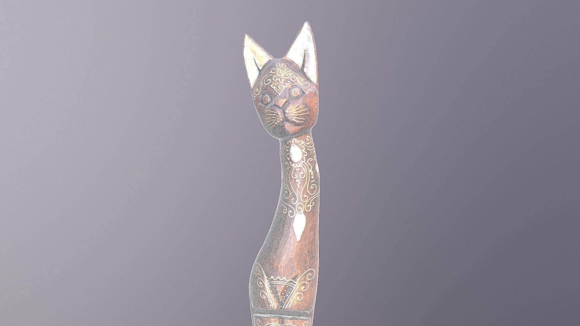 Wooden cat CD tower holder high-poly 3D model_27