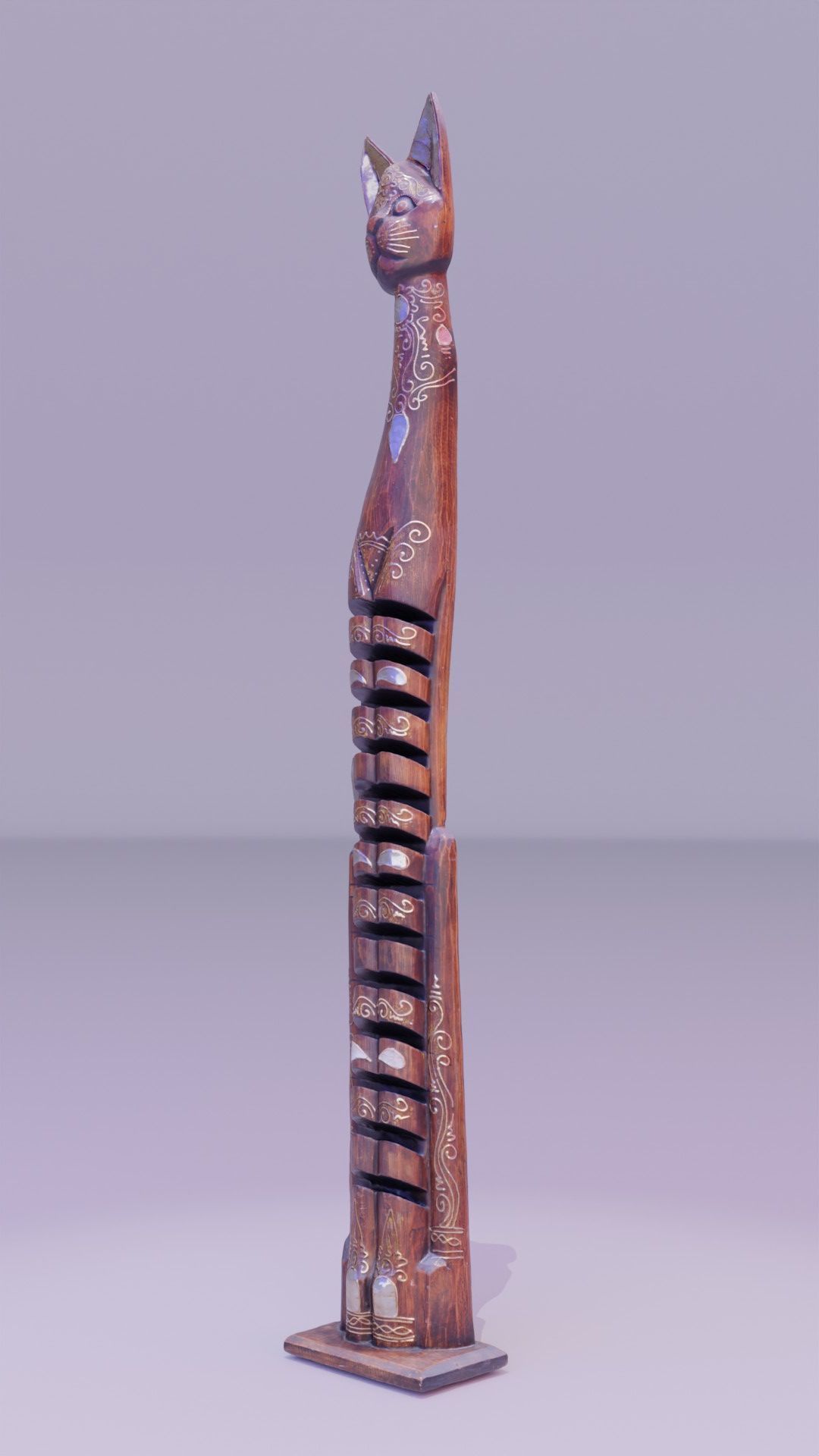 Wooden cat CD tower holder high-poly 3D model_25