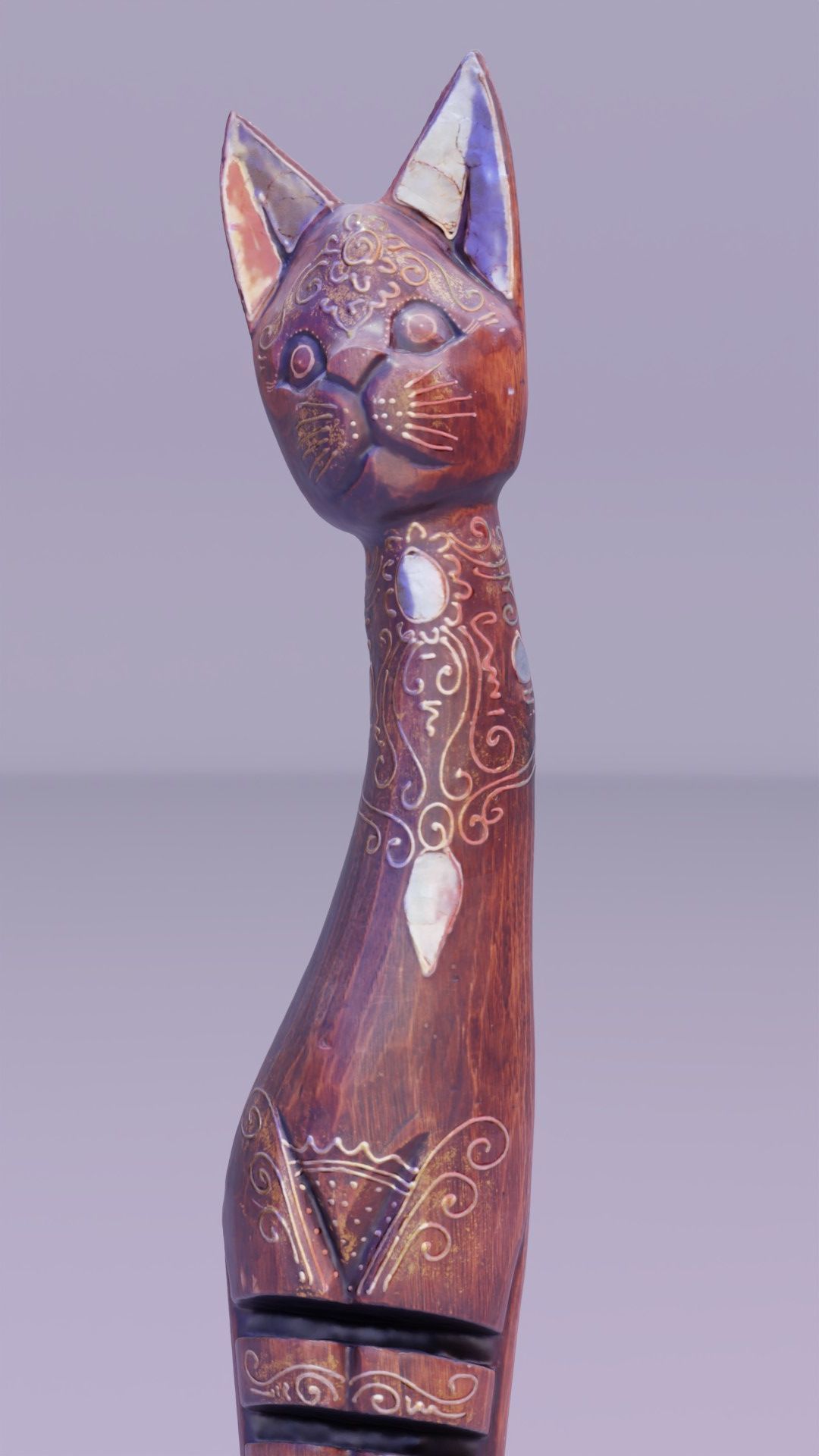 Wooden cat CD tower holder high-poly 3D model_12