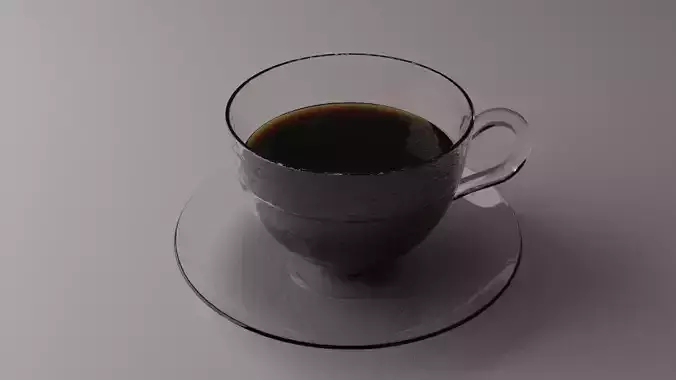 Glass cup with delicious coffee low-poly game ready PBR