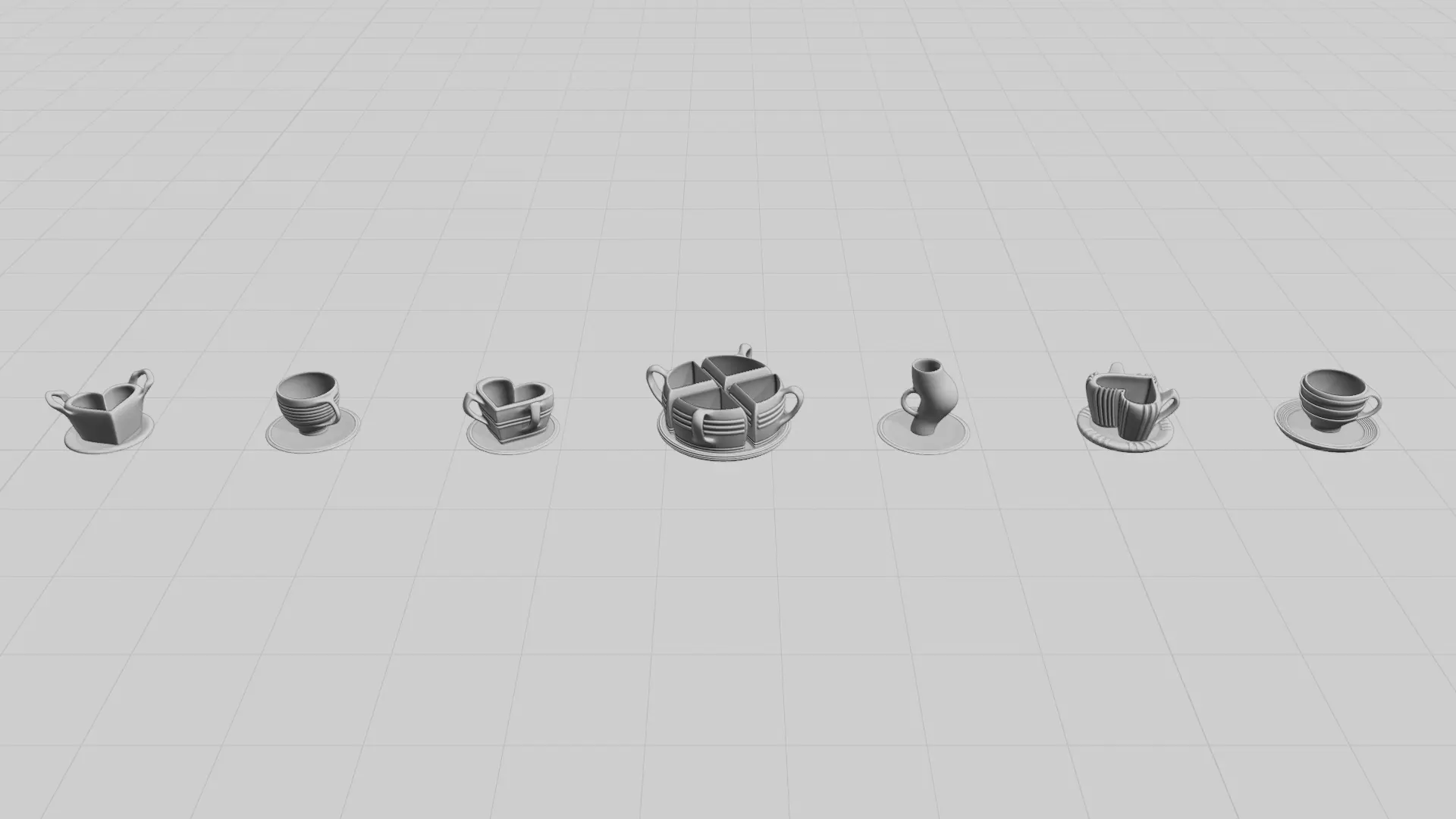7 Sets of 3D Printable Cups 3D print model_1