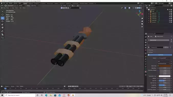 double barrel shotgun low poly 