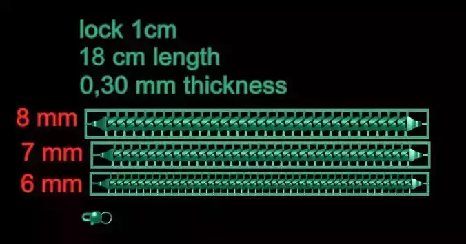 One piece fusion chain is cast directly 3D print model 6-7-8 mm