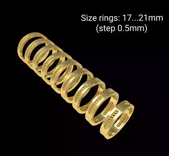 Ring Cuban Links Chain 4mm Wide with 4 Hole All Sizes 3D print model