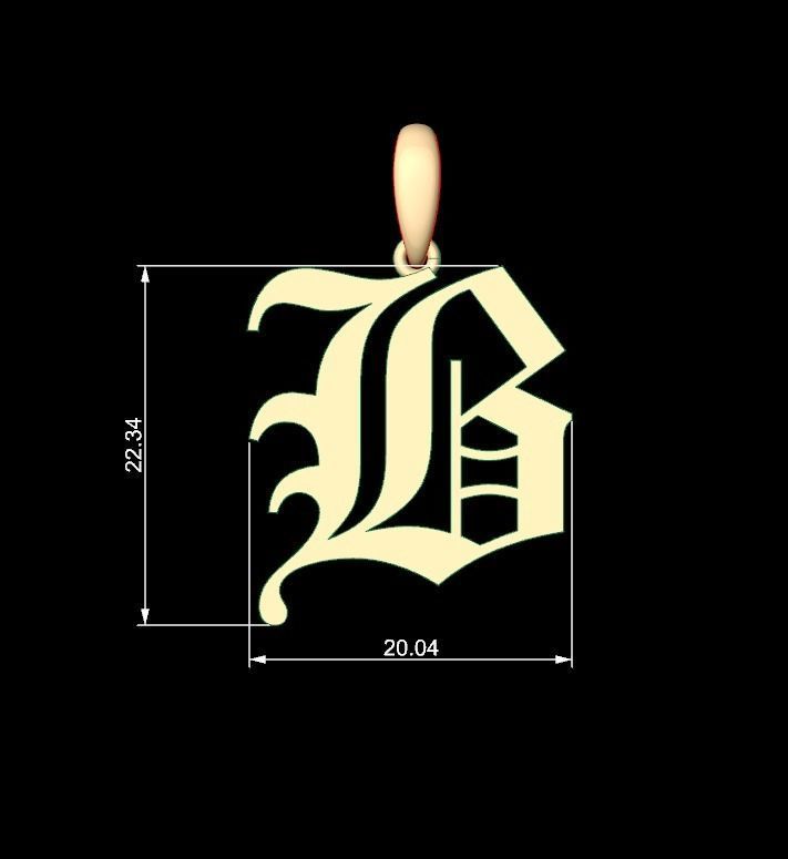 Initial Letters Pendant Canterbury B 3D print model_4