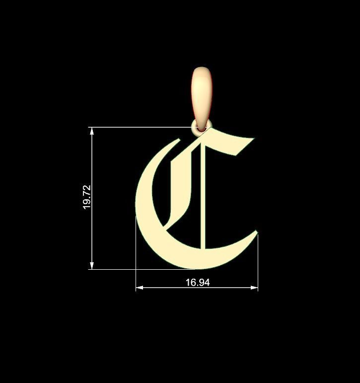 Initial Letters Pendant Canterbury C 3D print model_4