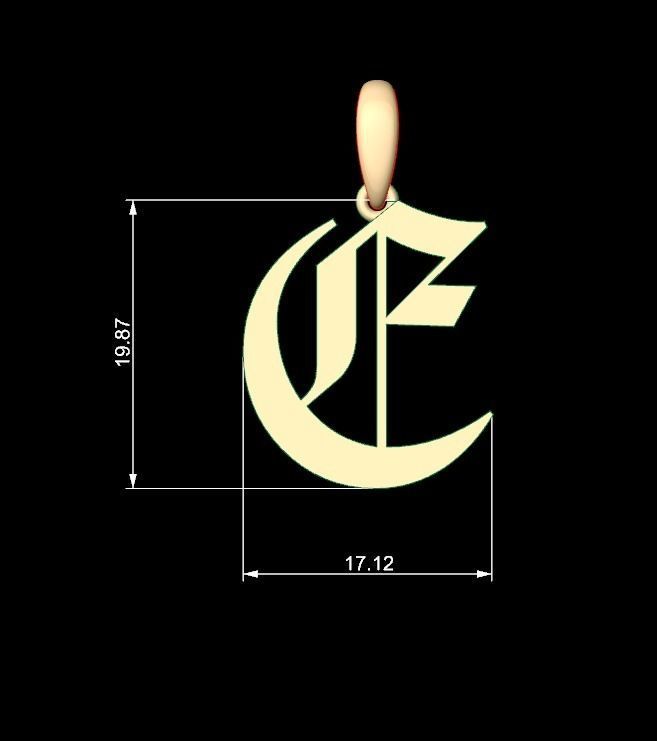 Initial Letters Pendant Canterbury E 3D print model_4