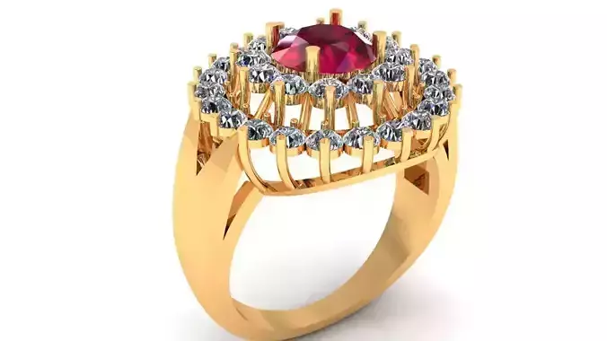 Women Ring 49 low weight diamond round top shape women ring