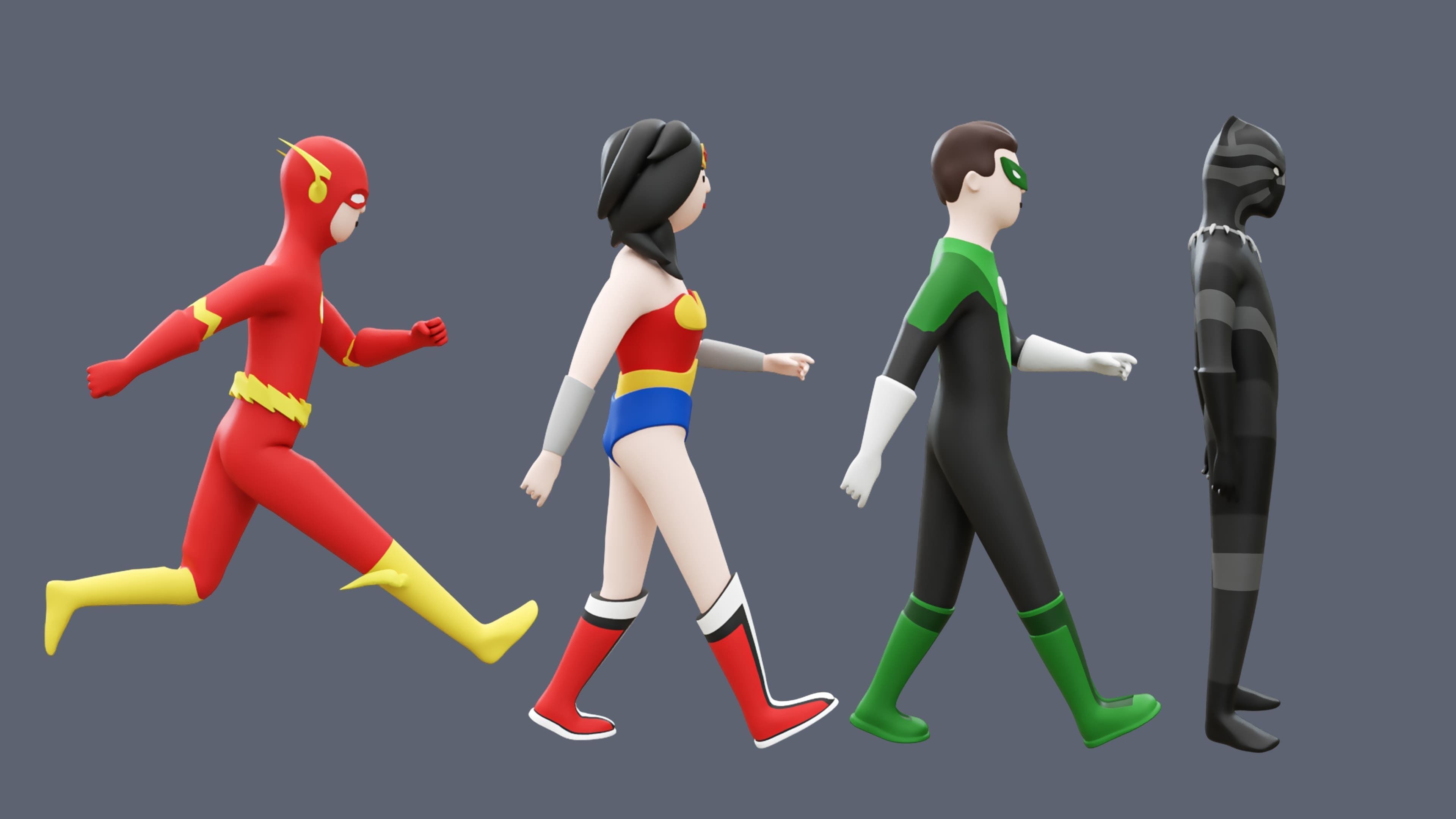 Superheroes Low-poly 3D model_9